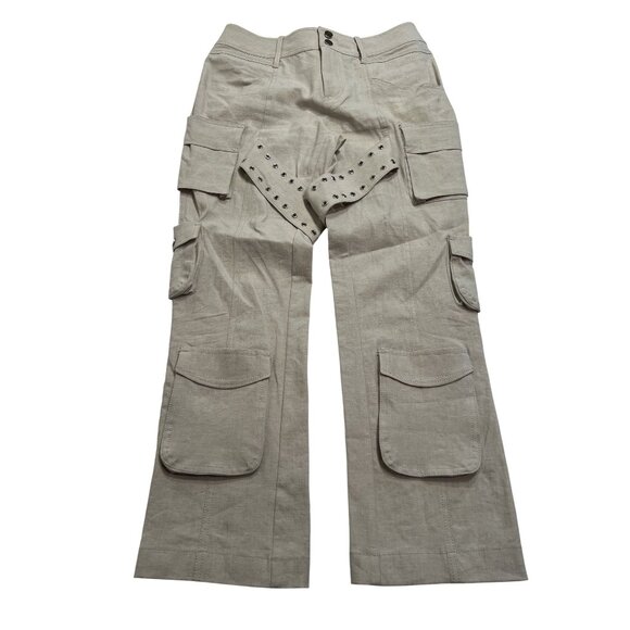 Zara Linen Blend Cargo Pants in Ivory - Picture 1 of 5